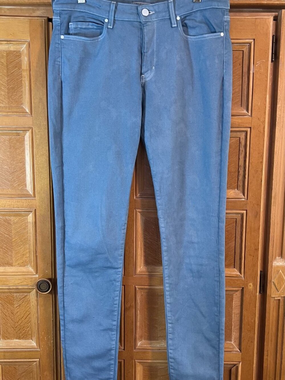 Uniqlo Womens Straight High Waisted Jeans Power Blue 30x33